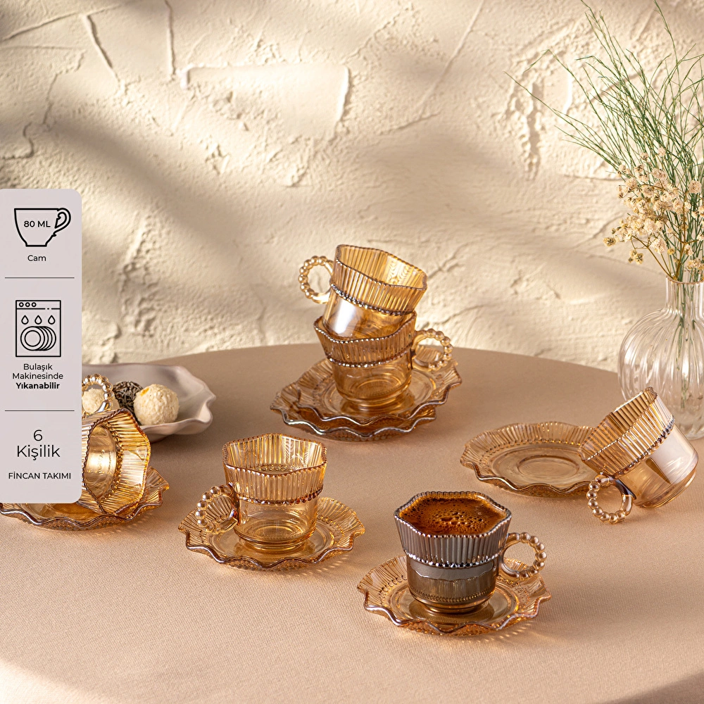 Emsan Hatrı Var Amber 80 ml 6'lı Kahve Fincanı Takımı görseli 1