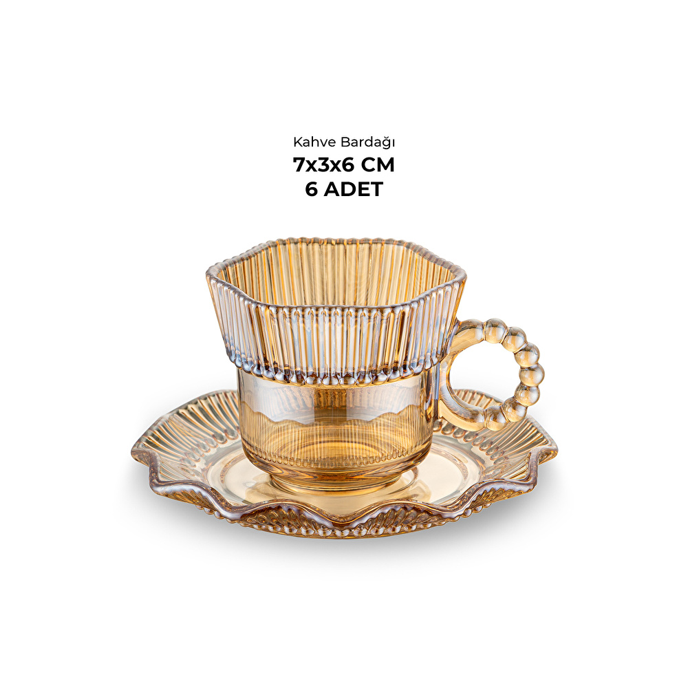 Emsan Hatrı Var Amber 80 ml 6'lı Kahve Fincanı Takımı görseli 2