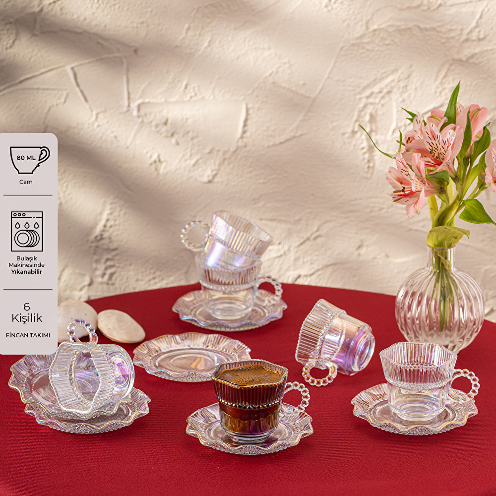 Emsan Hatrı Var Gökkuşağı 80 ml 6'lı Kahve Fincan Takımı görseli 1
