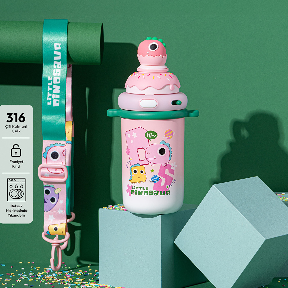 Emsan Baby Dinazor Termos Pembe 450 ml görseli 1