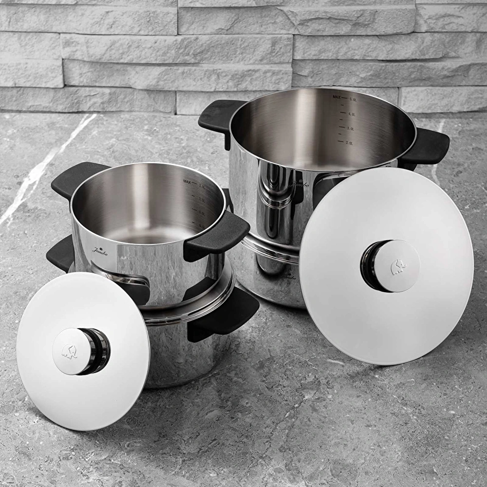 Jumbo Infinity 3PLY 8 Parça İndüksiyon Tabanlı Çelik Tencere Seti görseli 7
