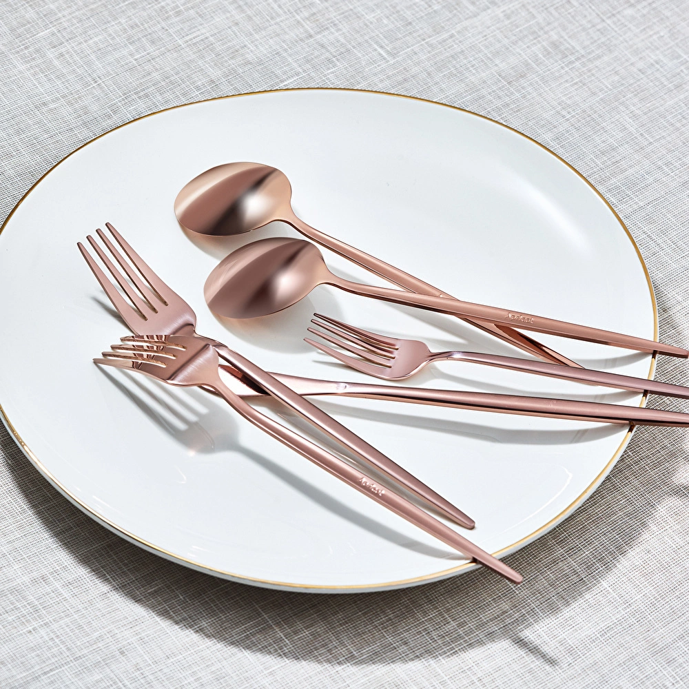 Apricot Faro Rosegold 24 Parça 6 Kişilik Çatal Kaşık Bıçak Kutulu görseli 3
