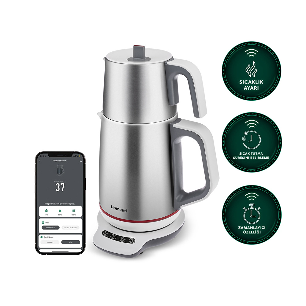 Homend Royaltea Smart 1790H Inox Konuşan Çay Makinesi (Wi-Fi) görseli 1