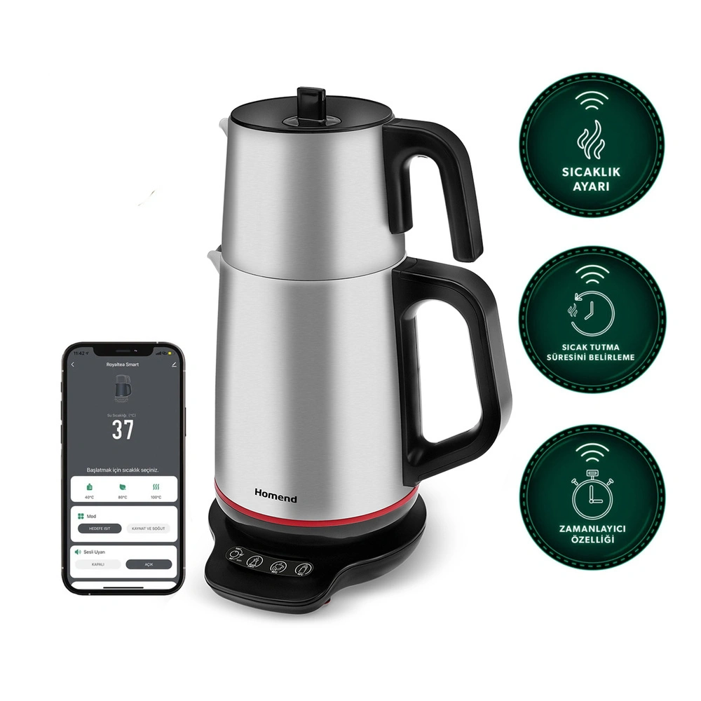 Homend Royaltea Smart 1791H Inox Konuşan Çay Makinesi (Wi-Fi) görseli 1
