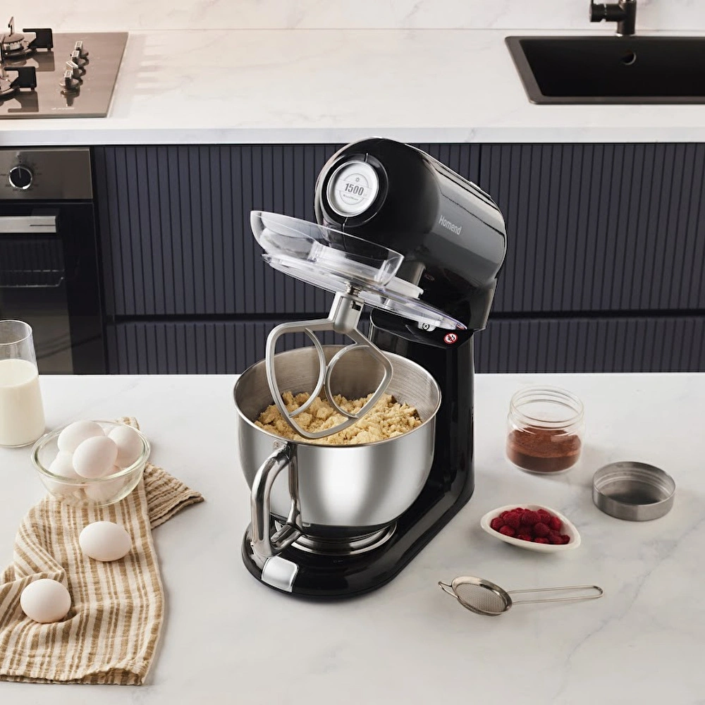 Homend Vintage Profashion 3027H Döküm Hamur Yoğurma Makinesi Siyah 1500W 5,5L thumbnail 6