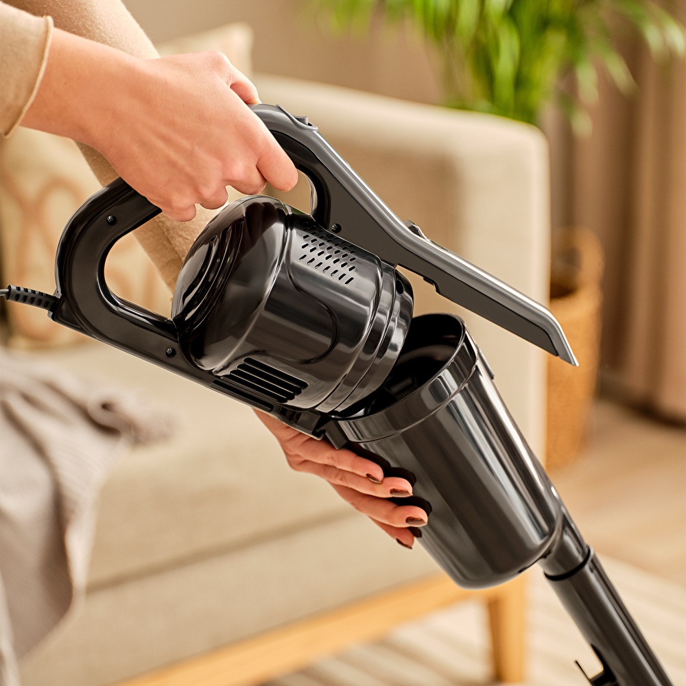 Homend Dustrider 1265H 2 in 1 Kablolu Toz Torbasız Dikey Süpürge Siyah Gri  görseli 3