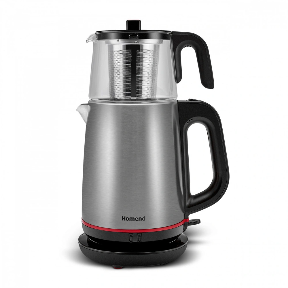 Homend Royaltea 1750H Cam Demlikli Inox Siyah Çay Makinesi görseli 1