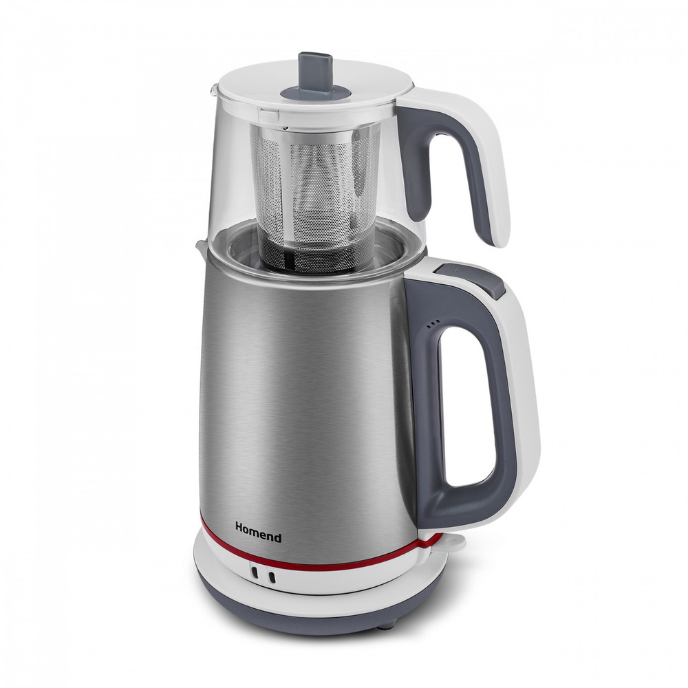 Homend Royaltea 1751H Cam Demlikli Inox Çay Makinesi Beyaz görseli 3