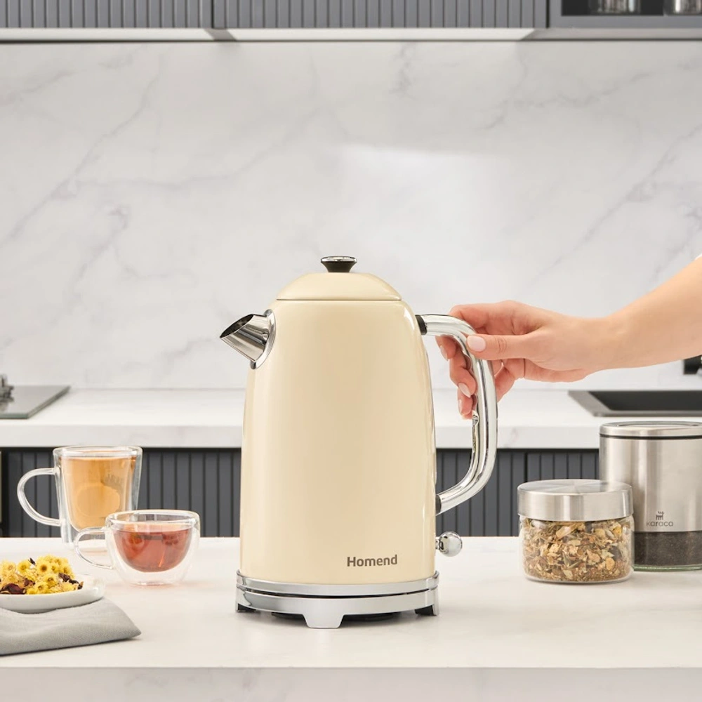 Homend Vintage Heatrow 1627H Kettle Su Isıtıcısı 2200W Krem görseli 2