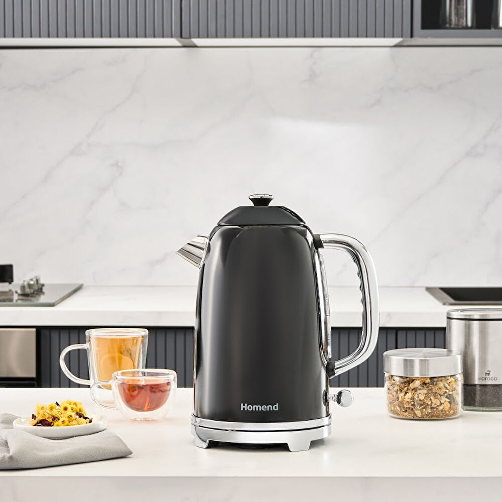 Homend Vintage Heatrow 1627H Kettle Su Isıtıcısı 2200W Siyah