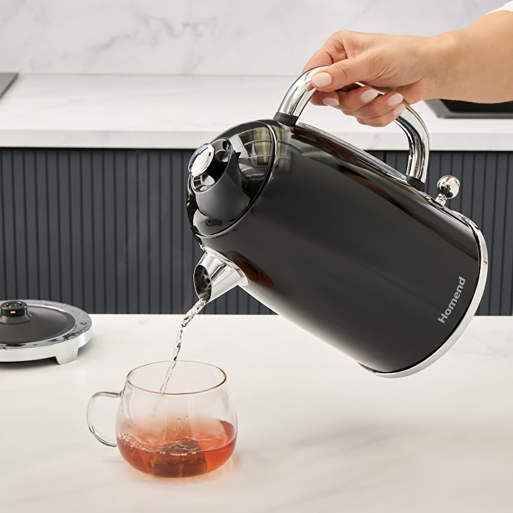 Homend Vintage Heatrow 1627H Kettle Su Isıtıcısı 2200W Siyah thumbnail 4