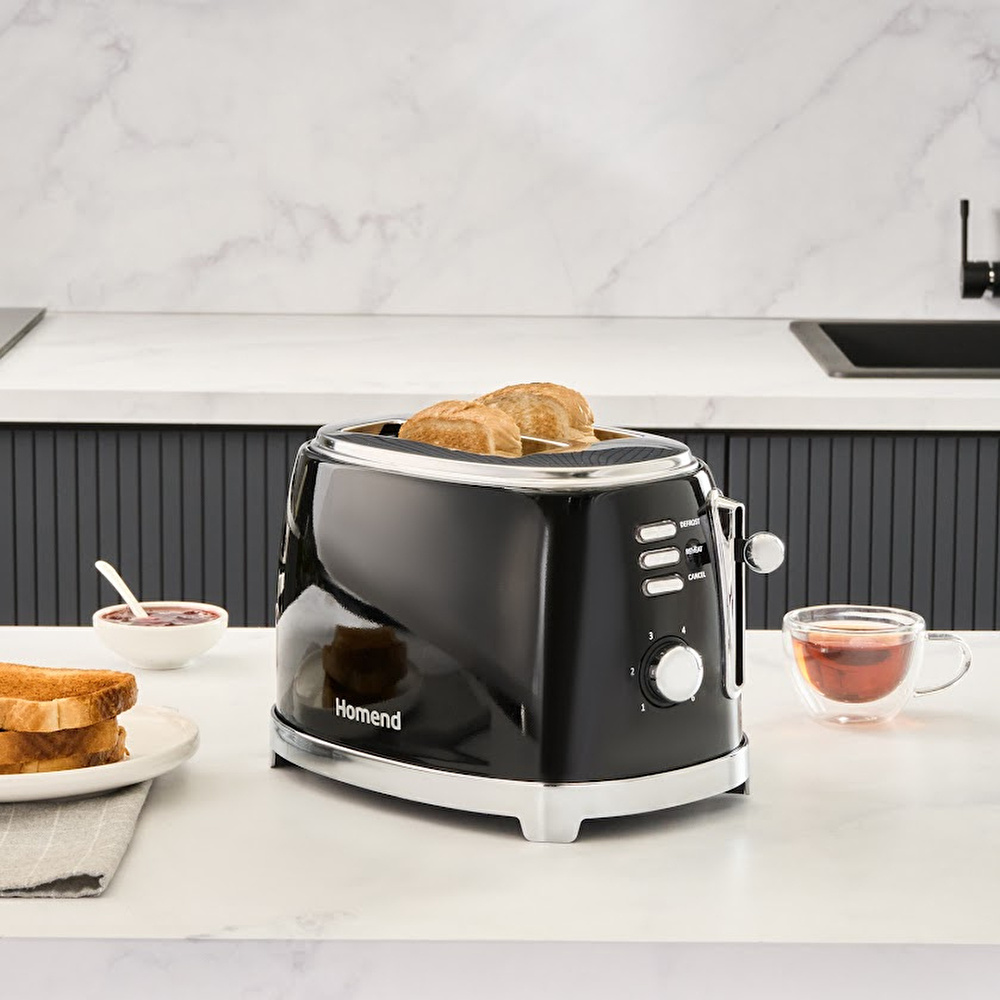 Homend Vintage Breadfast 1527H 2 Dilim Kapasiteli Ekmek Kızartma Makinesi Siyah thumbnail 2