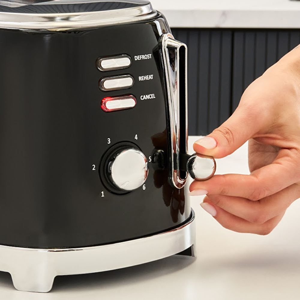 Homend Vintage Breadfast 1527H 2 Dilim Kapasiteli Ekmek Kızartma Makinesi Siyah thumbnail 4