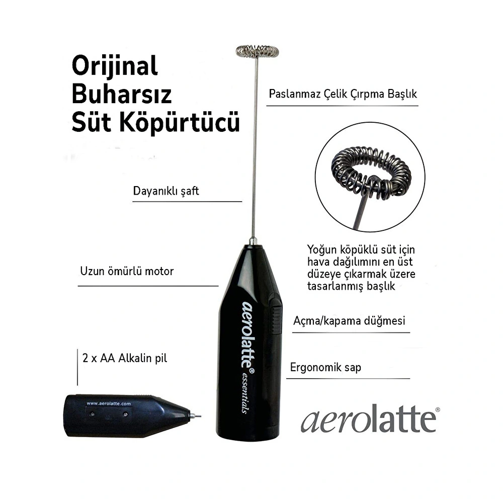 Aerolatte Premium Süt Köpürtücü, To-Go Saklama Tüplü, Siyah görseli 7