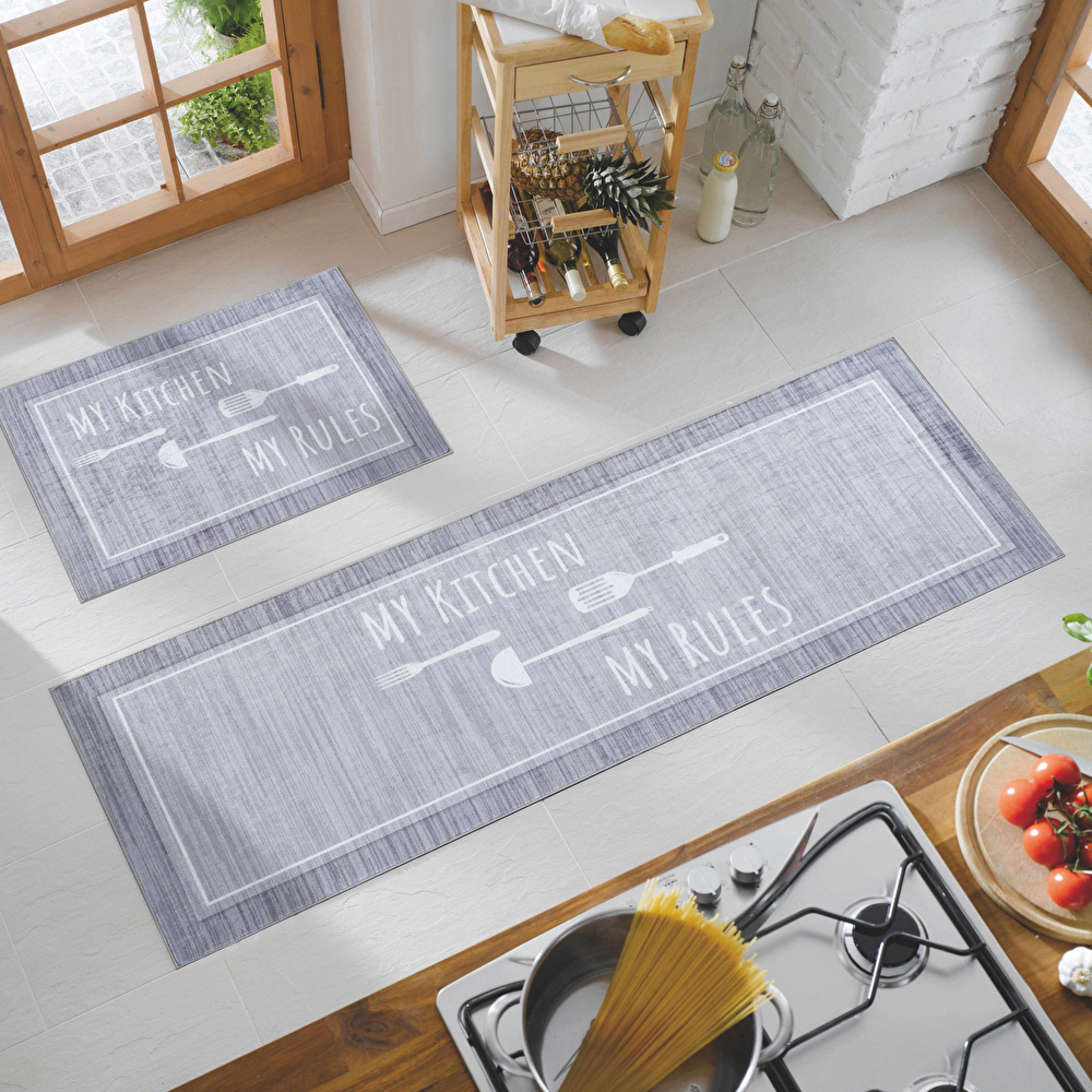 Sare By Kaşmir Halı Kitchen Rules Set 45x60cm 45x120 cm görseli 1
