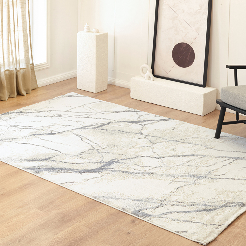 Kaşmir Halı 7/24 Sahara Blanca Gri 80x300 cm görseli 1