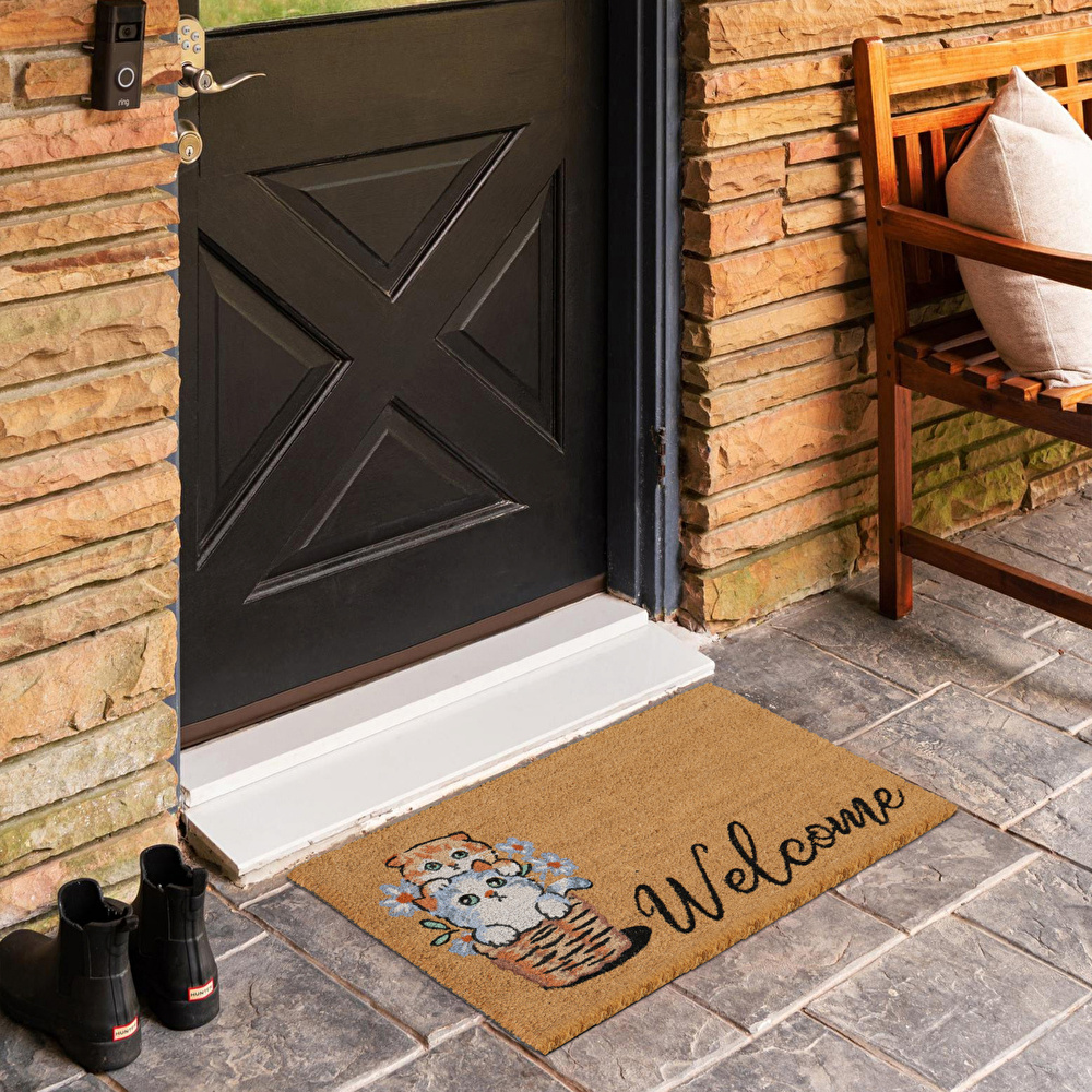 Kaşmir Halı Cat Welcome Coco Paspas 40x60 cm görseli 1