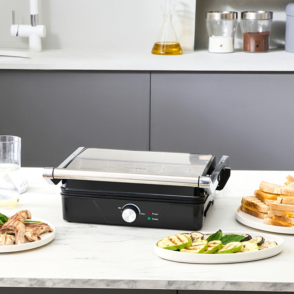 Cookplus x Karaca 4 Dilim Kapasiteli Döküm Plakalı Izgara ve Tost Makinesi Inox 2000W görseli 4