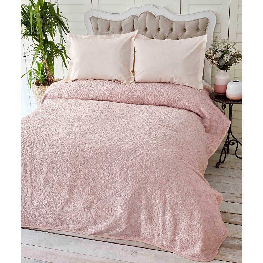 Karaca Home Rauqel Pudra Çift Kişilik Embosy Battaniye görseli 1