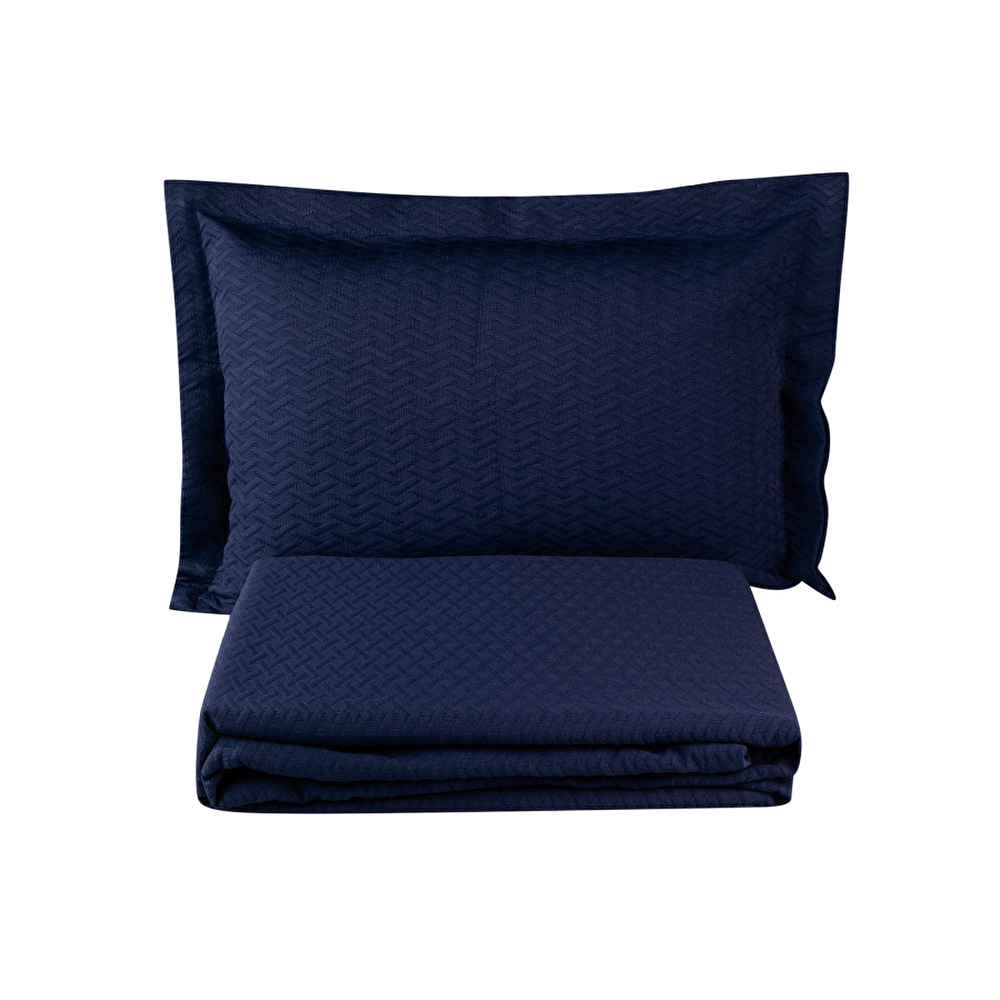 Karaca Home Charm Bold Lacivert Çift Kişilik Yatak Örtüsü Seti görseli 3