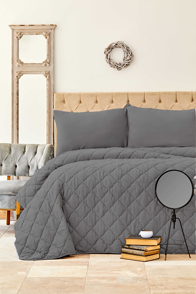 Karaca Home Cloudy Gri Çift Kişilik Cotton Style Uyku Seti görseli 1
