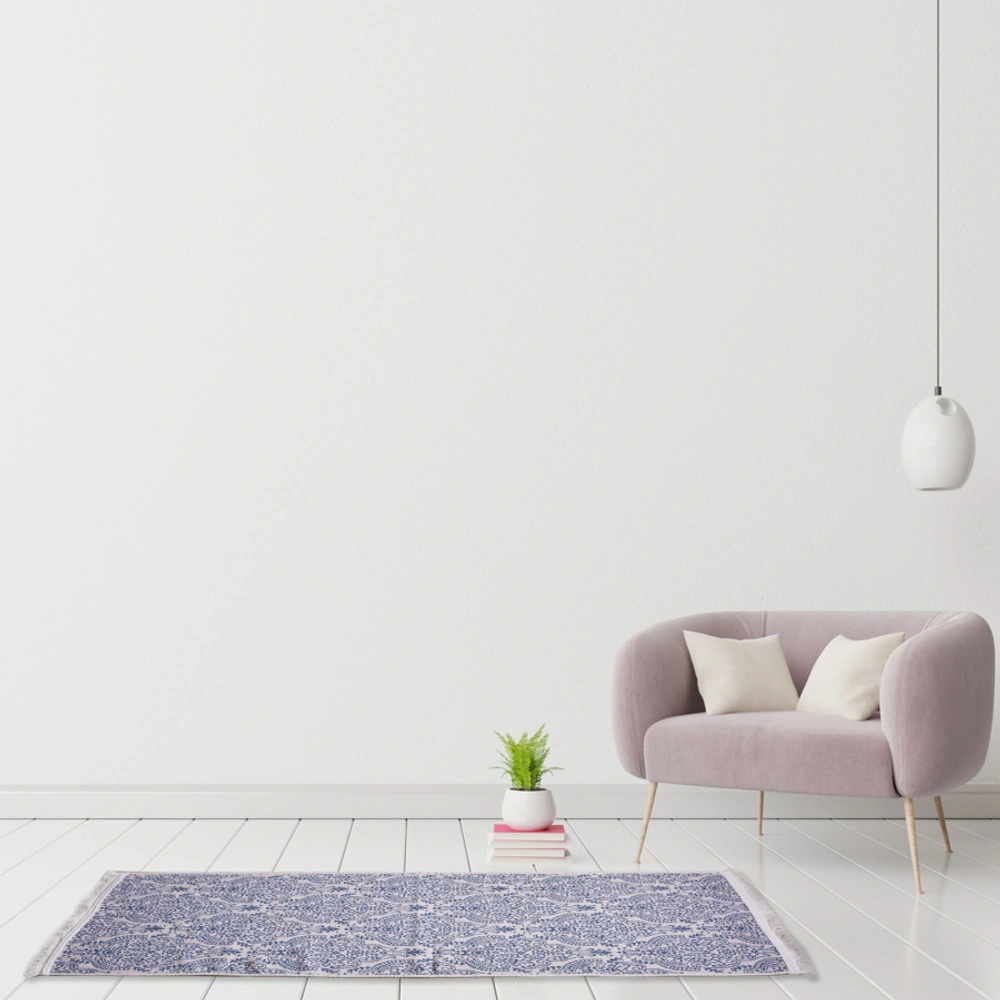 Karaca Home Bej Lacivert Çift Taraflı Kilim görseli 3