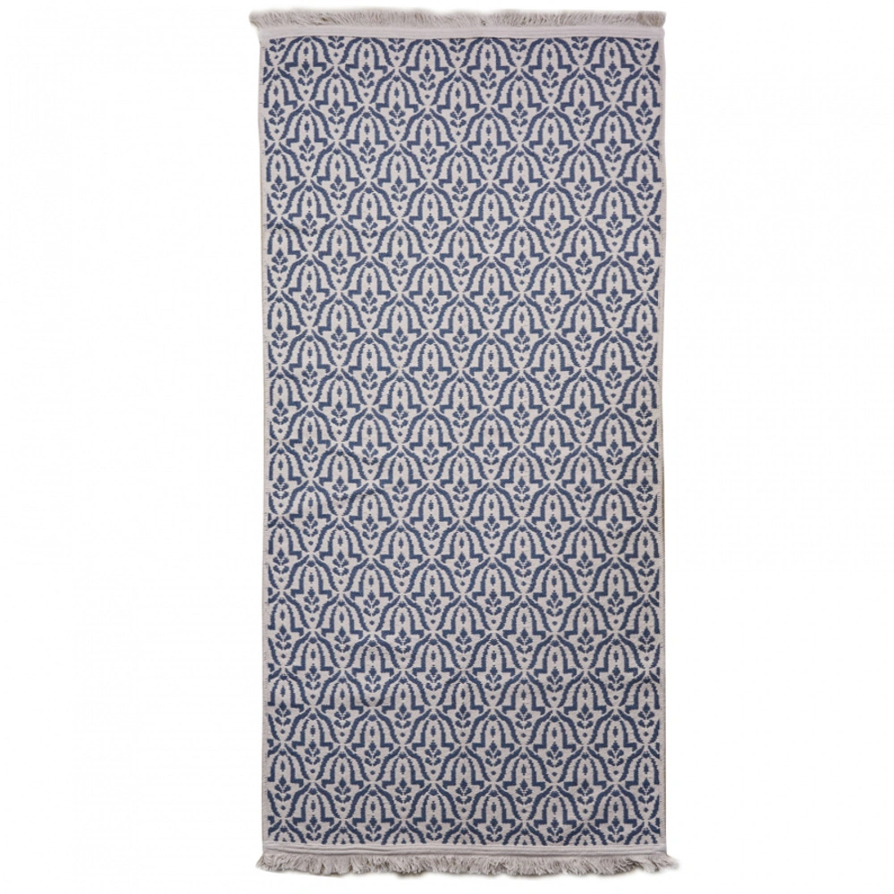 Karaca Home Morocco Ekru Lacivert Kilim 80x150 cm görseli 1