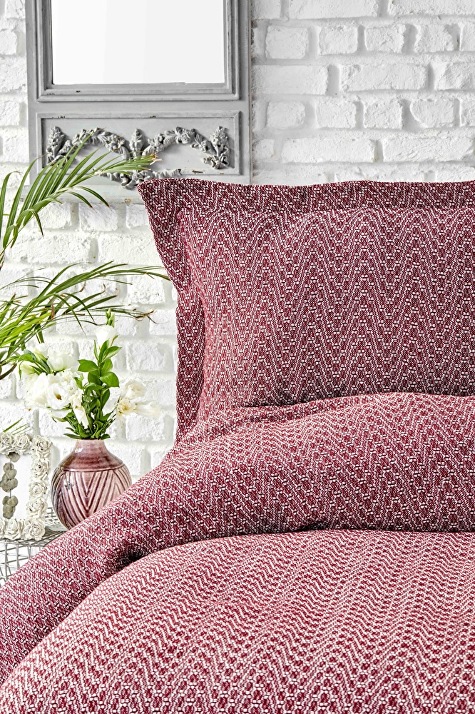 Karaca Home Stella Bordo Çift Kişilik Yatak Örtüsü Seti görseli 1