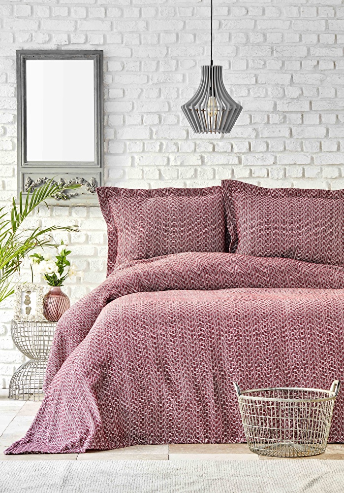 Karaca Home Stella Bordo Çift Kişilik Yatak Örtüsü Seti görseli 2
