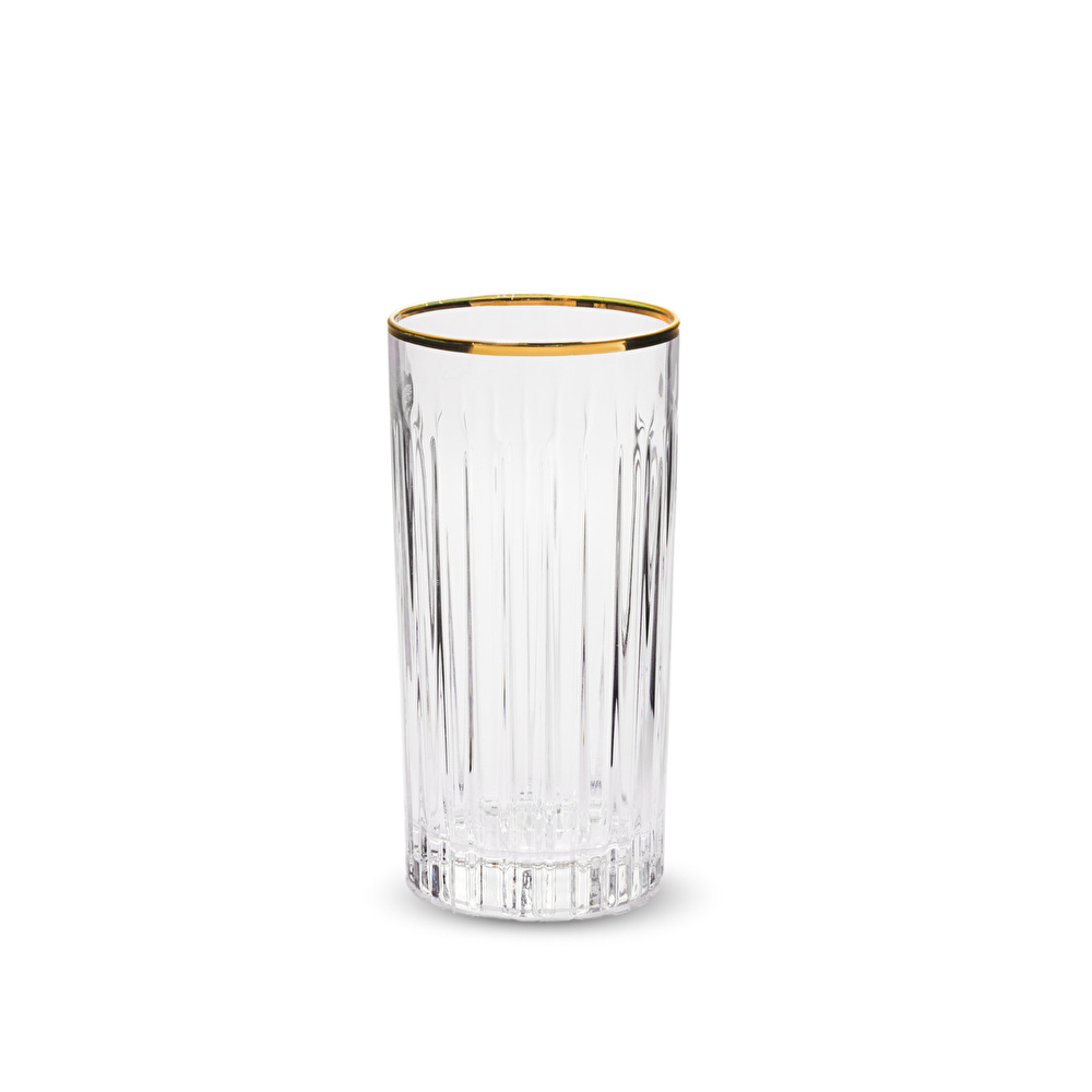 RCR Timeless Yüksek Kalite Cam 6'lı Altın Rimli Meşrubat Bardağı Seti 440 ml görseli 4