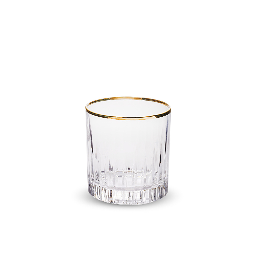 RCR Timeless Yüksek Kalite Cam 6'lı Altın Rimli Su Bardağı Seti 310 ml görseli 2