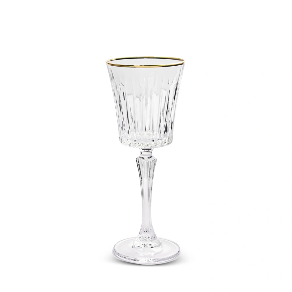 RCR Timeless Yüksek Kalite Cam 6'lı Altın Rimli Kadeh Seti 230 ml görseli 1