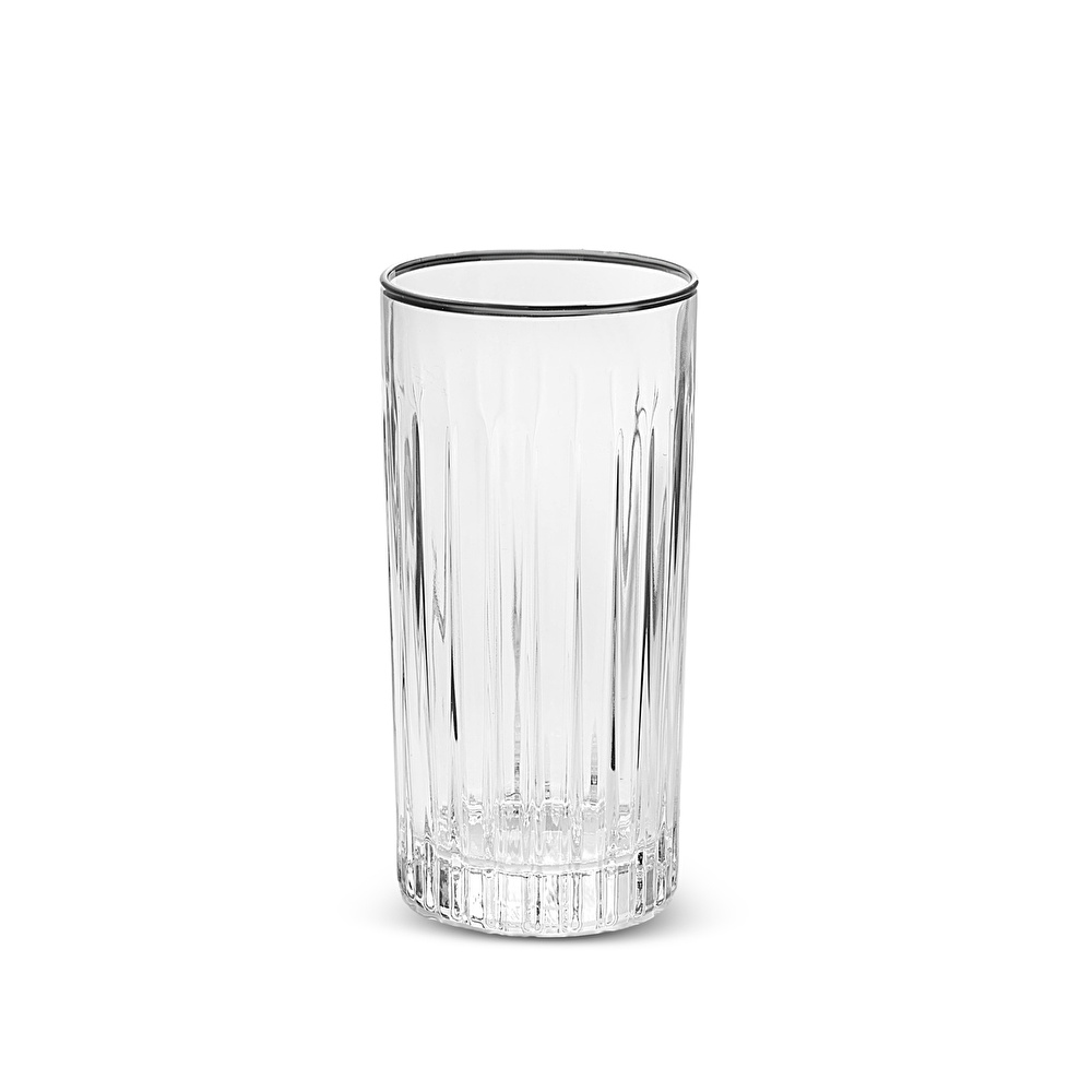 RCR Timeless Yüksek Kalite Cam 6'lı Platin Rimli Meşrubat Bardağı Seti 440 ml görseli 3