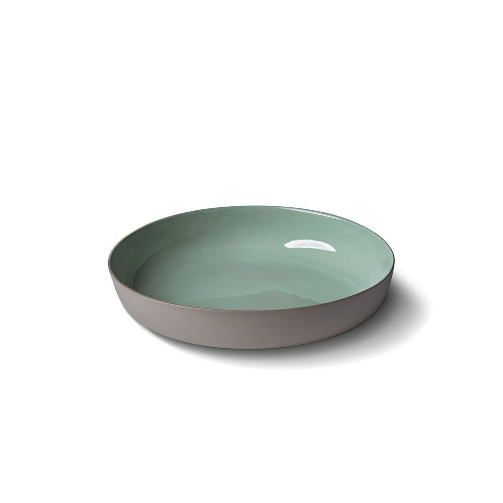 Esma Dereboy Capsule El Yapımı Porselen Büyük Boy Yuvarlak Kase 20 cm Taş Rengi/Nil Yeşili görseli 1