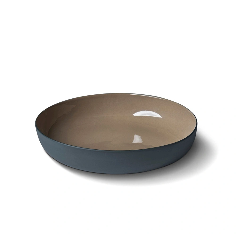 Esma Dereboy Capsule El Yapımı Porselen Yuvarlak Salata Kasesi 24 cm Siyah/Taş Rengi görseli 1