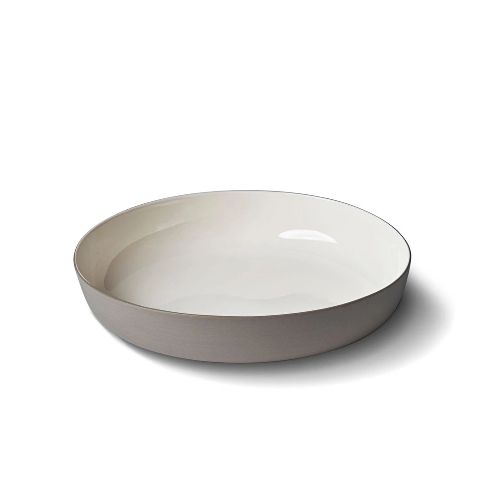 Esma Dereboy Capsule El Yapımı Porselen Yuvarlak Salata Kasesi 24 cm Taş Rengi/Fildişi görseli 1