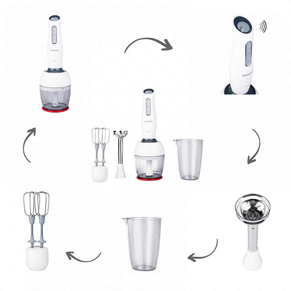 Homend 1904h Bulut Kremi Blender Set 1000W görseli 8