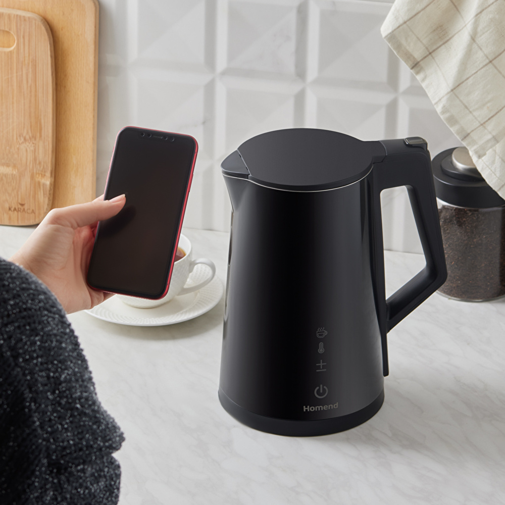 Homend Smart Heatrow 1616H Dokunmatik, Çift Duvarlı, Paslanmaz Çelik, Sessiz Cool Touch, XL Su Isıtıcı Wi-Fi ile kontrol görseli 3