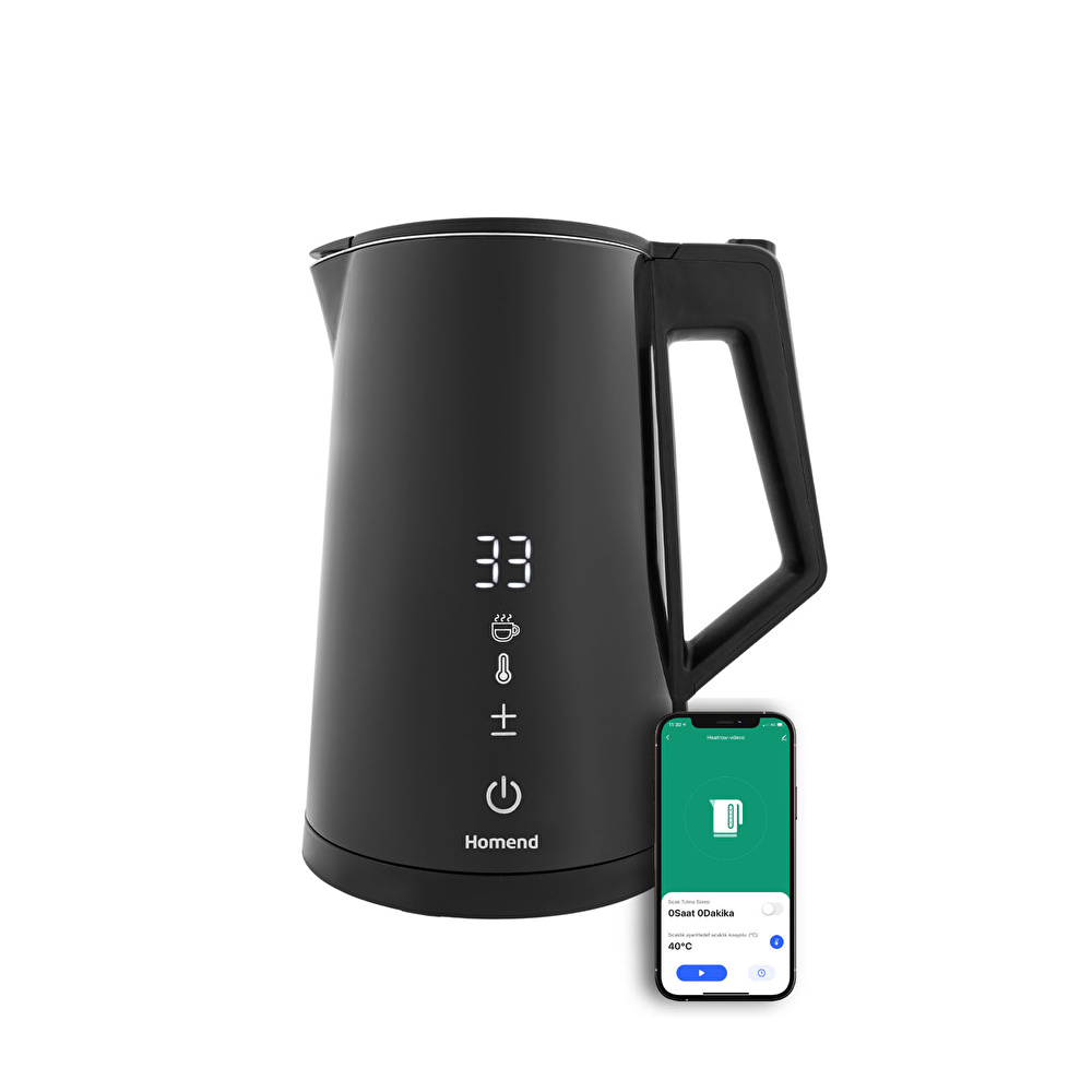 Homend Smart Heatrow 1616H Dokunmatik, Çift Duvarlı, Paslanmaz Çelik, Sessiz Cool Touch, XL Su Isıtıcı Wi-Fi ile kontrol görseli 1