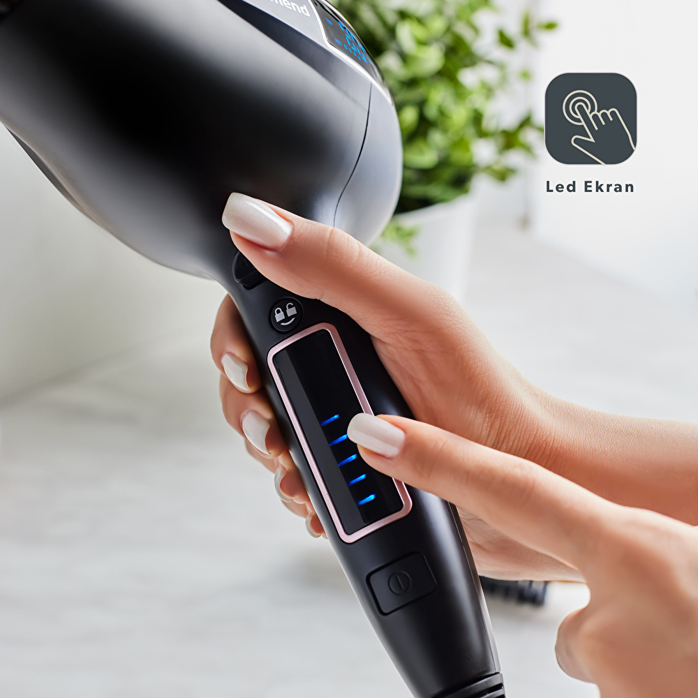 Homend Hairforce 4405H Dokunmatik Ekranlı İyonik Saç Kurutma Makinesi Siyah görseli 6