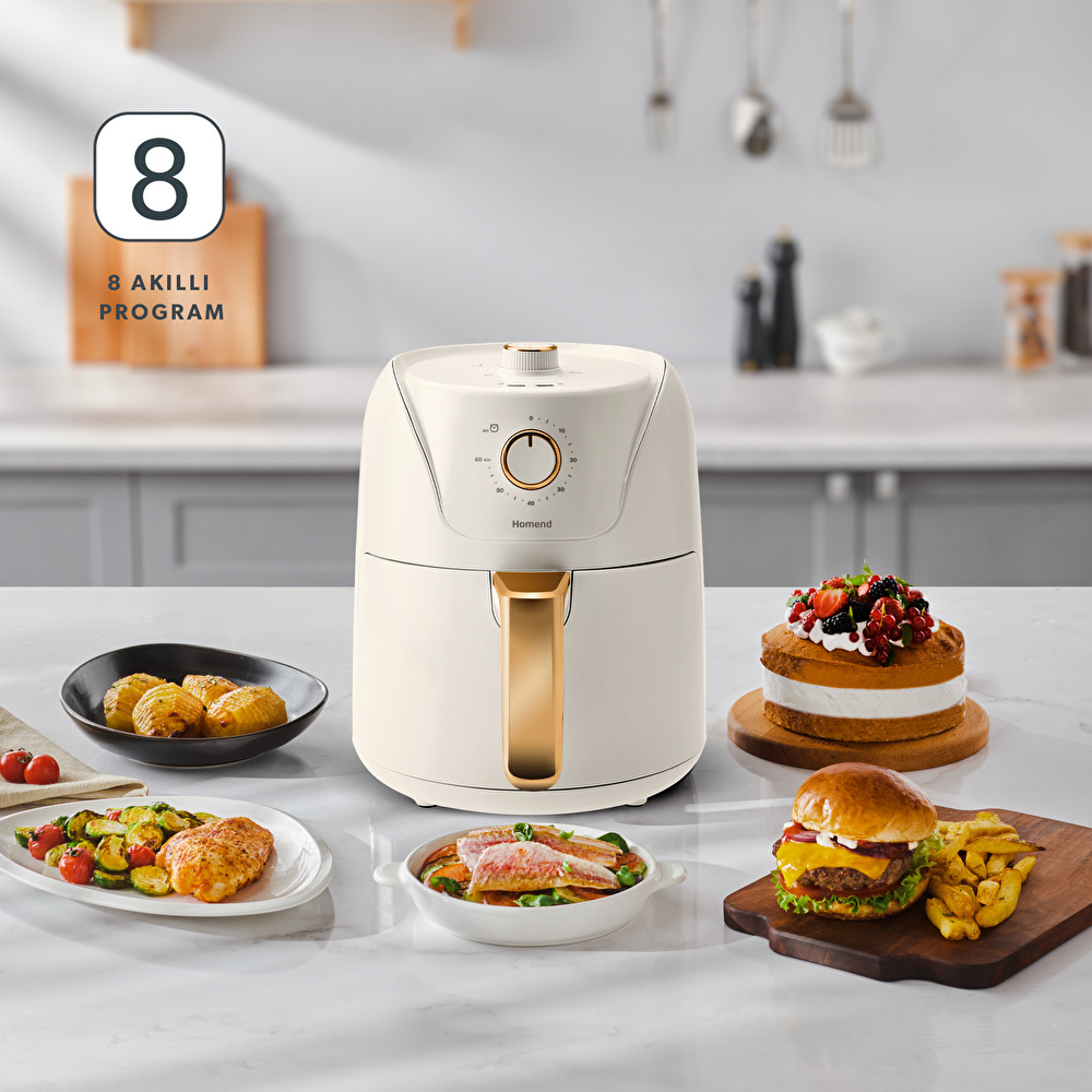 Homend Airfryday 2504H 8 Farklı Programlı, 4,3 Litre Airfryer Krem görseli 12