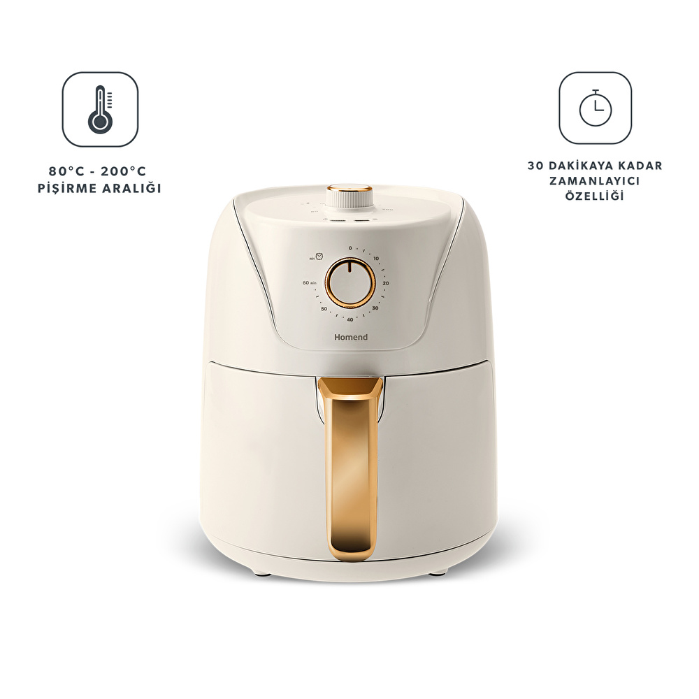 Homend Airfryday 2504H 8 Farklı Programlı, 4,3 Litre Airfryer Krem görseli 9