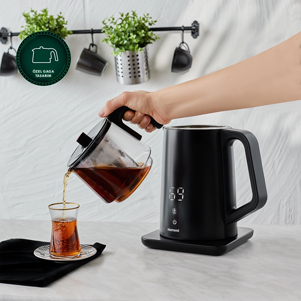 Homend Royaltea Cooltouch 1795H Dokunmatik El Yakmaz Gövdeli Paslanmaz Çelik Konuşan Çay Makinesi görseli 3