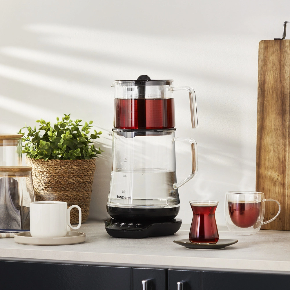 Homend Royaltea 1746H Konuşan Cam Çay Makinesi Siyah görseli 1