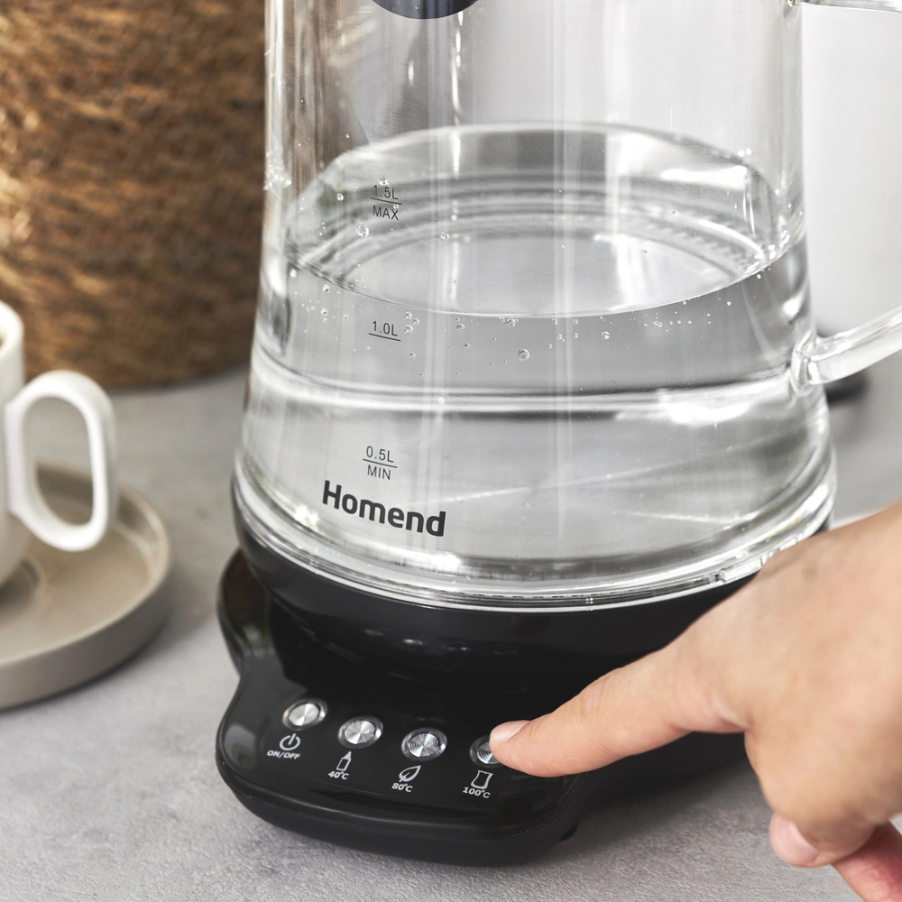 Homend Royaltea 1746H Konuşan Cam Çay Makinesi Siyah görseli 4