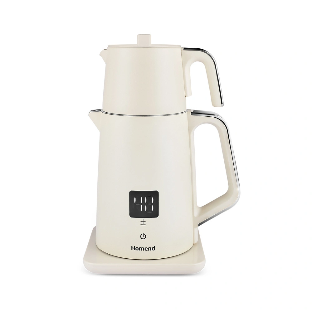 Homend Artfood Royaltea Cooltouch 1797H Dokunmatik El Yakmaz Gövdeli Paslanmaz Çelik Konuşan Çay Makinesi Krem görseli 1