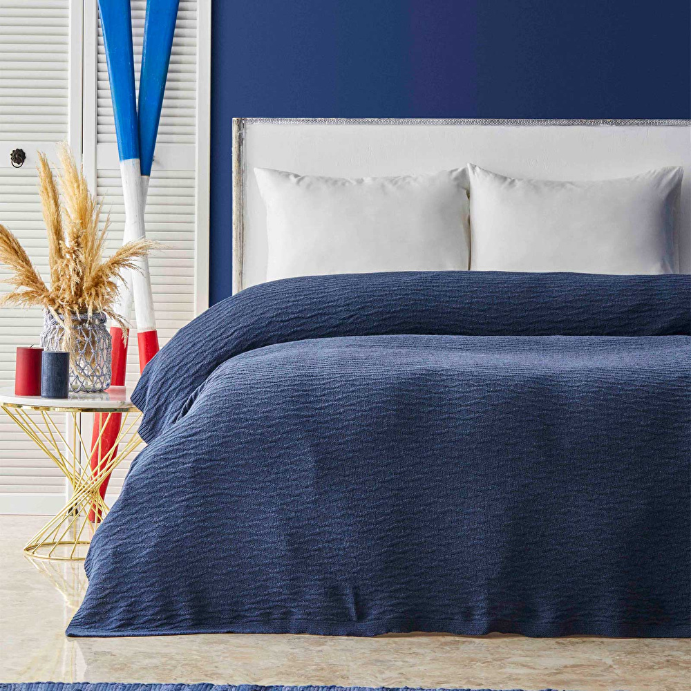 Nautica Home Eva Triko İndigo Battaniye görseli 1