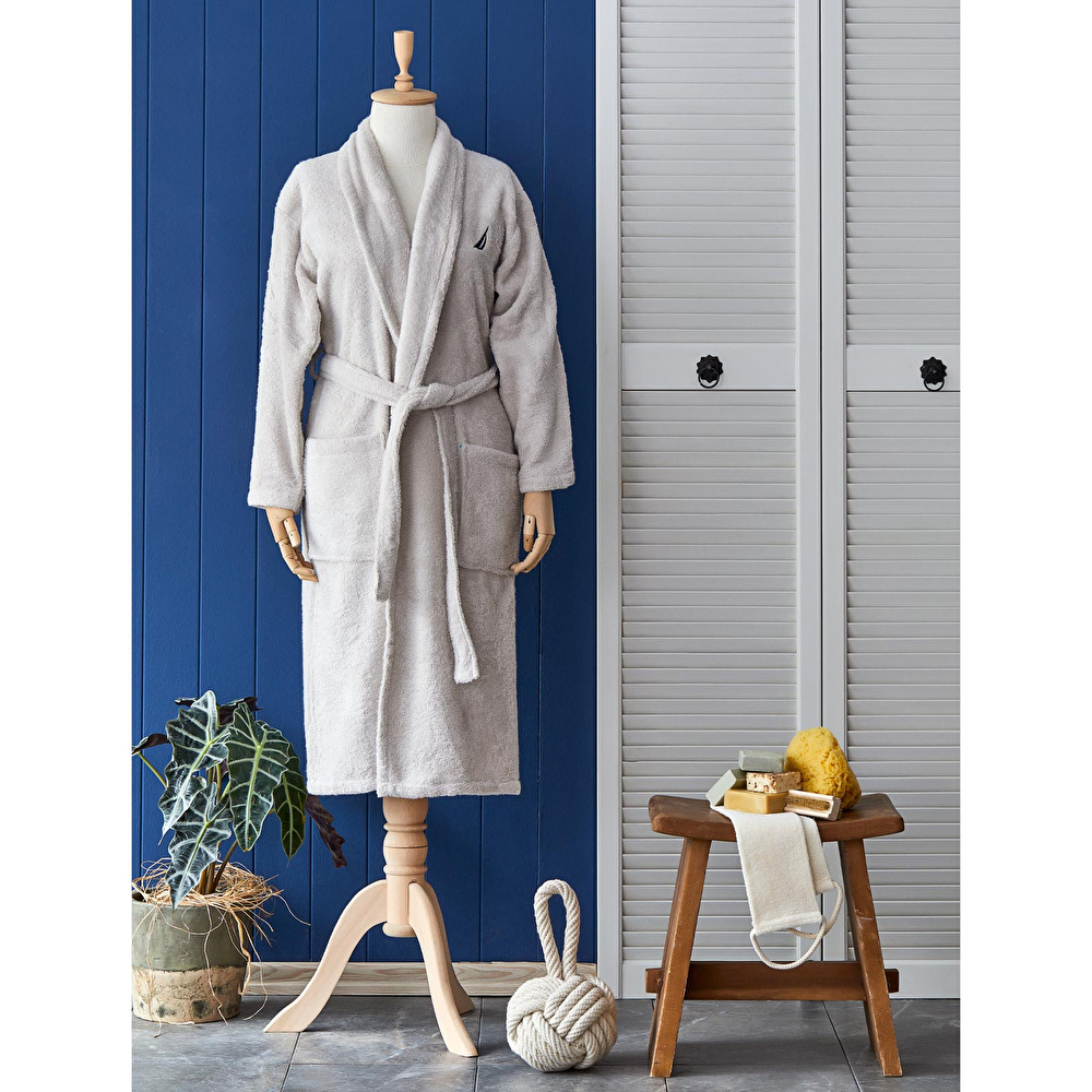 Nautica Home S/M %100 Pamuk Bej Bornoz görseli 1