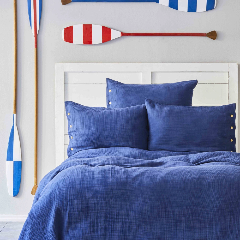 Nautica Home Pruva Lacivert Çift Taraflı Çift Kişilik Müslin Yatak Örtüsü Seti görseli 1