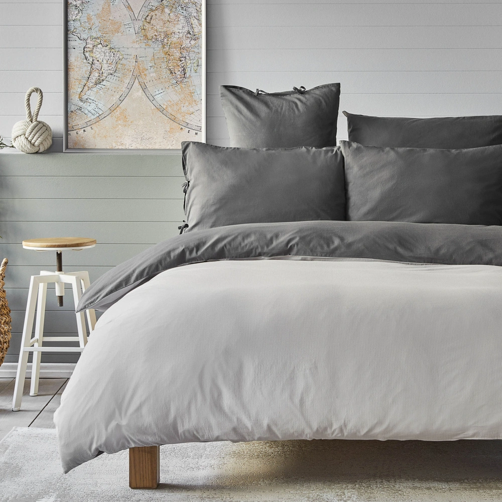 Nautica Home Pruva Antrasit Gri Çift Taraflı Çift Kişilik Nevresim Seti görseli 1